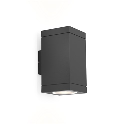 Wever & Ducré+TUBE CARRÉ WALL 2.0 PAR16 2x max. 5W GU10, IP65, välisvalgusti, antratsiithall